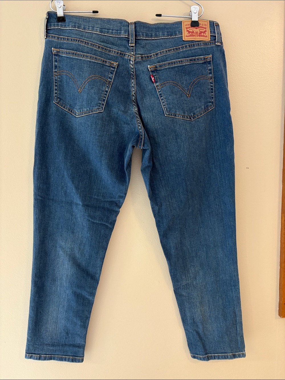 Levi’s Boyfriend Jeans Size 31 Medium Wash Distressed Cropped Denim